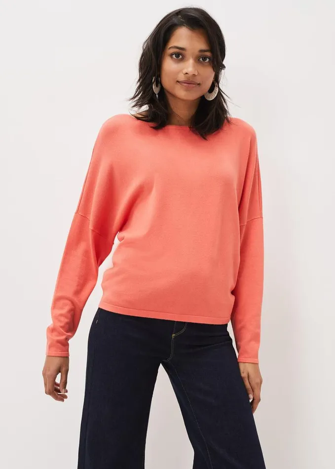 Phase Eight Olivian Fine Knit Jumper Coral Women Knitwear