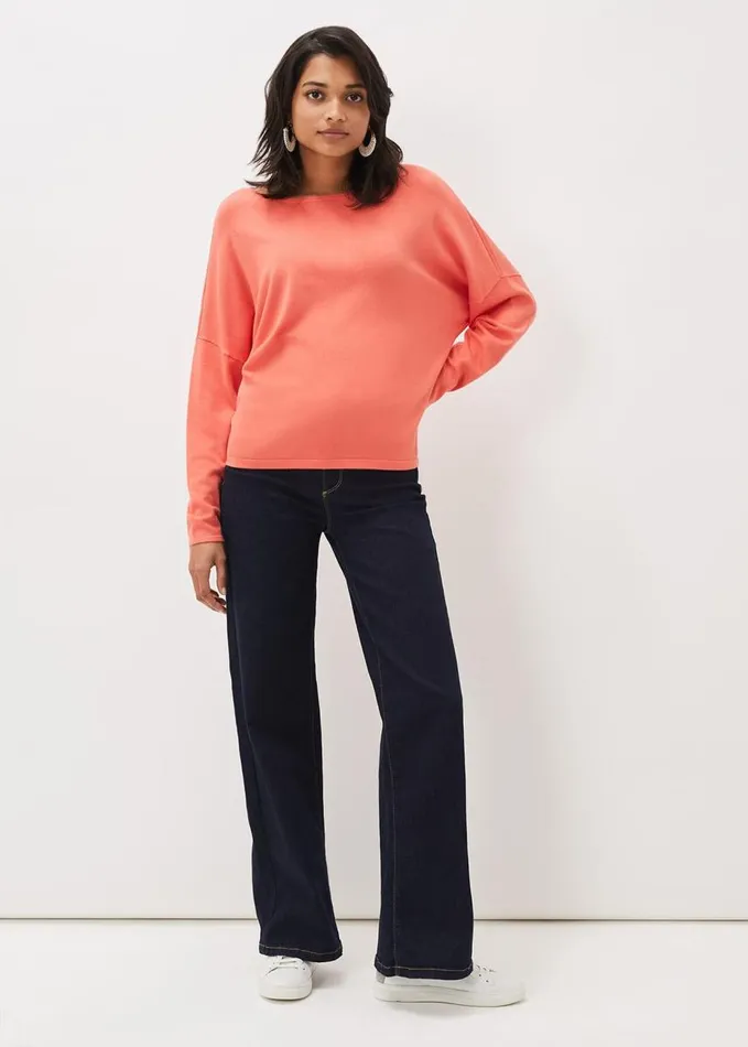 Phase Eight Olivian Fine Knit Jumper Coral Women Knitwear