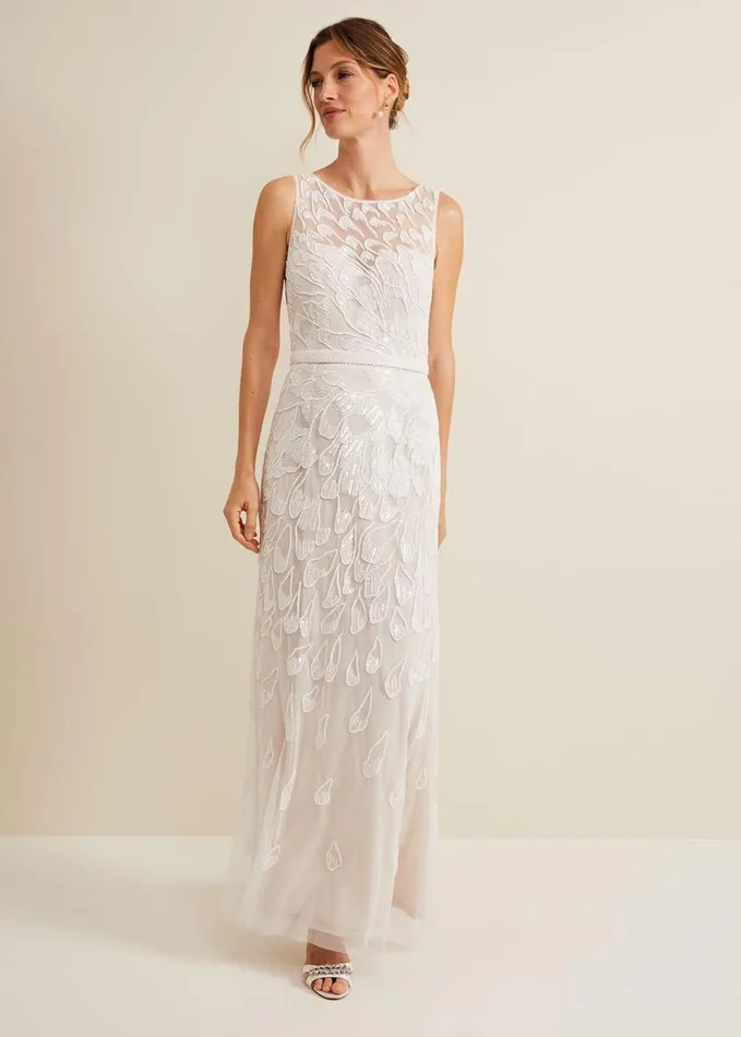 Phase Eight Ottilie Beaded Maxi Wedding Dress Ivory Women Dresses