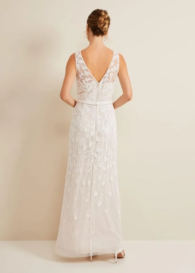 Phase Eight Ottilie Beaded Maxi Wedding Dress Ivory Women Dresses