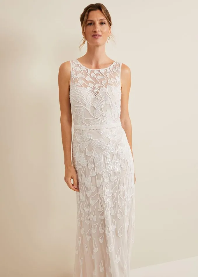 Phase Eight Ottilie Beaded Maxi Wedding Dress Ivory Women Dresses
