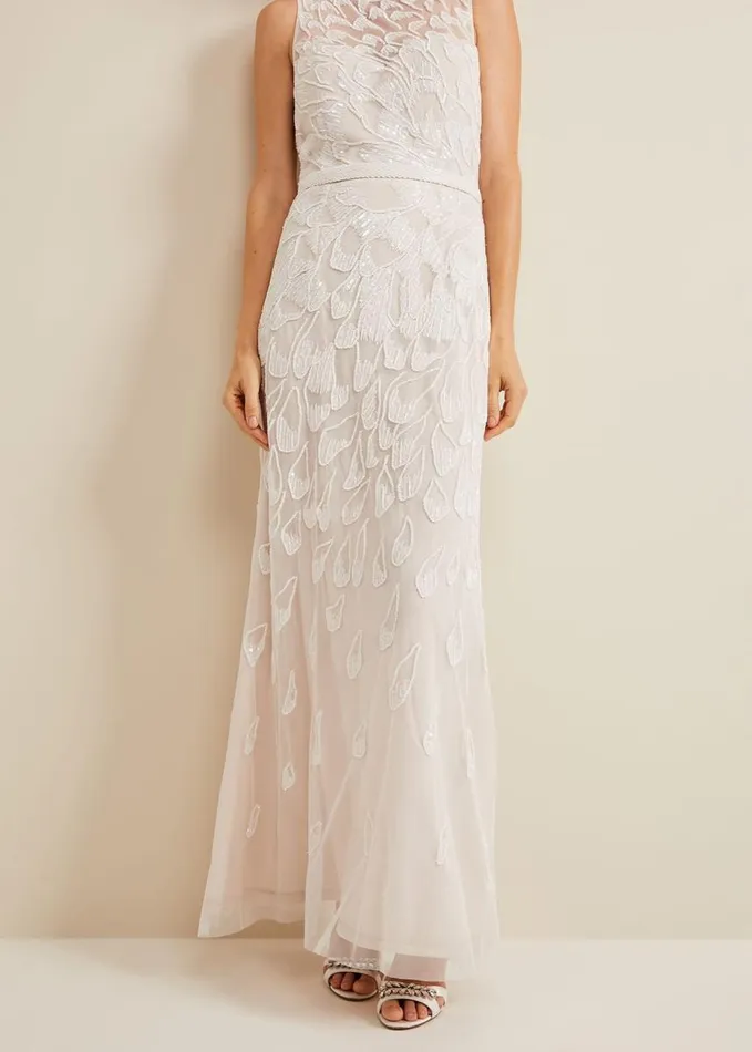 Phase Eight Ottilie Beaded Maxi Wedding Dress Ivory Women Dresses