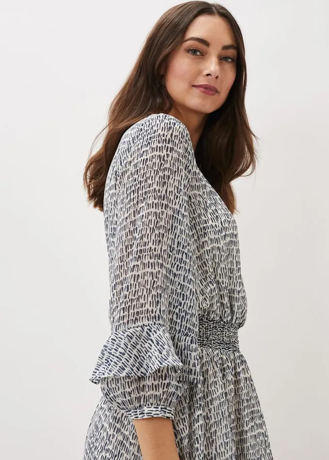 Phase Eight Paige Abstract Print Dress Navyivory Women Dresses