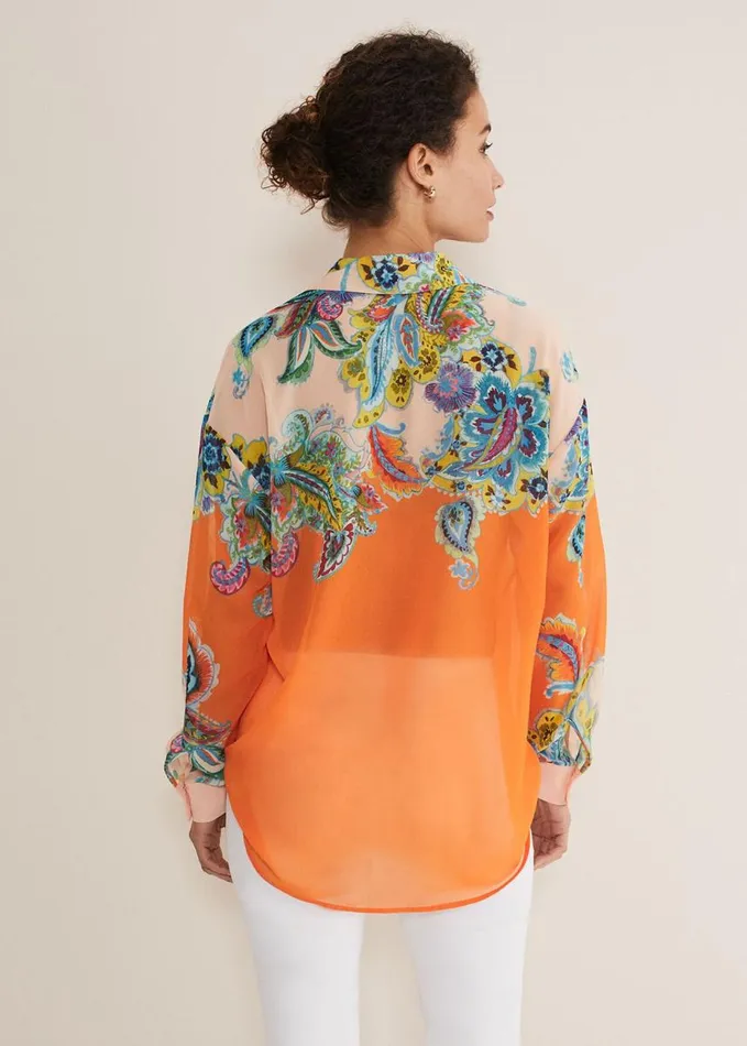 Phase Eight Paisley Placement Shirt Orange Women Shirts and Blouses
