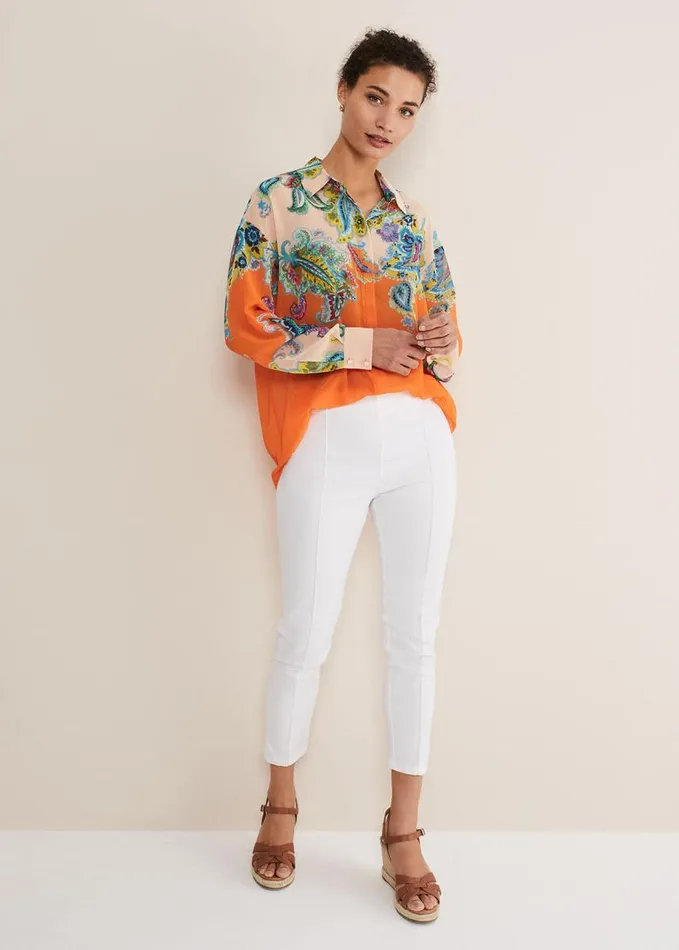 Phase Eight Paisley Placement Shirt Orange Women Shirts and Blouses