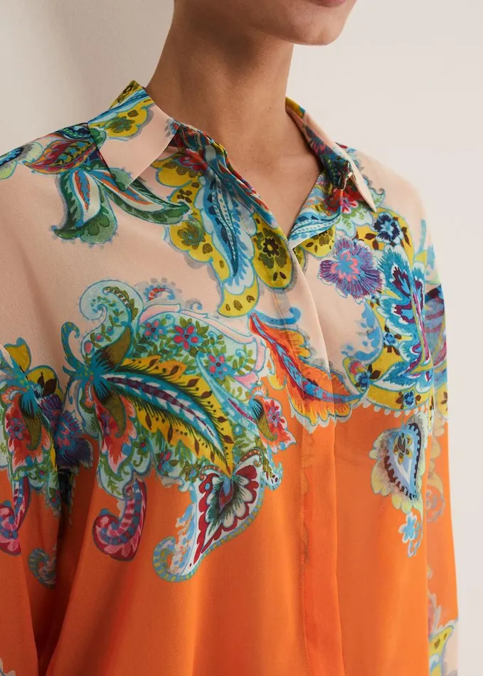 Phase Eight Paisley Placement Shirt Orange Women Shirts and Blouses