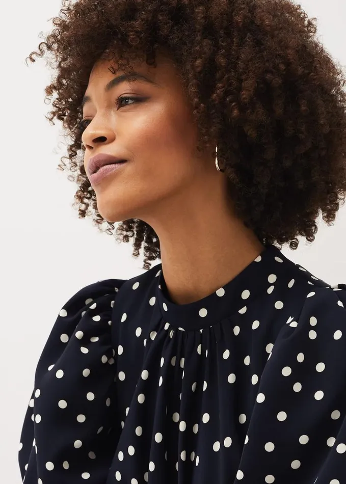 Phase Eight Paulina Puff Sleeve Spot Jumpsuit Navyivory Women Dresses