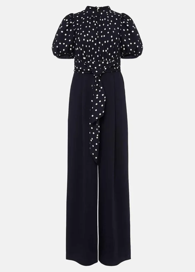 Phase Eight Paulina Puff Sleeve Spot Jumpsuit Navyivory Women Dresses