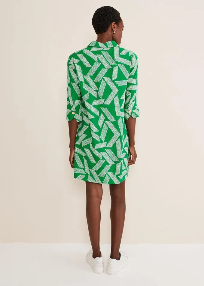Phase Eight Penele Abstract Mini Dress Green Women Dresses