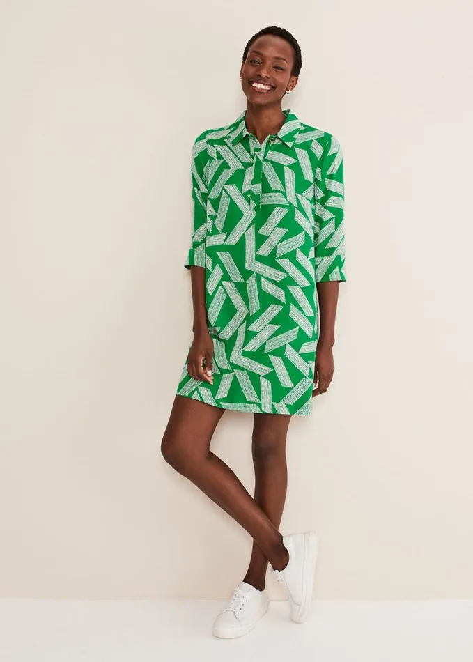 Phase Eight Penele Abstract Mini Dress Green Women Dresses