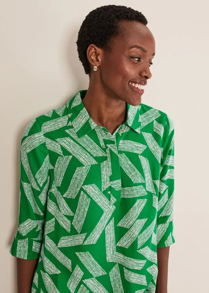 Phase Eight Penele Abstract Mini Dress Green Women Dresses