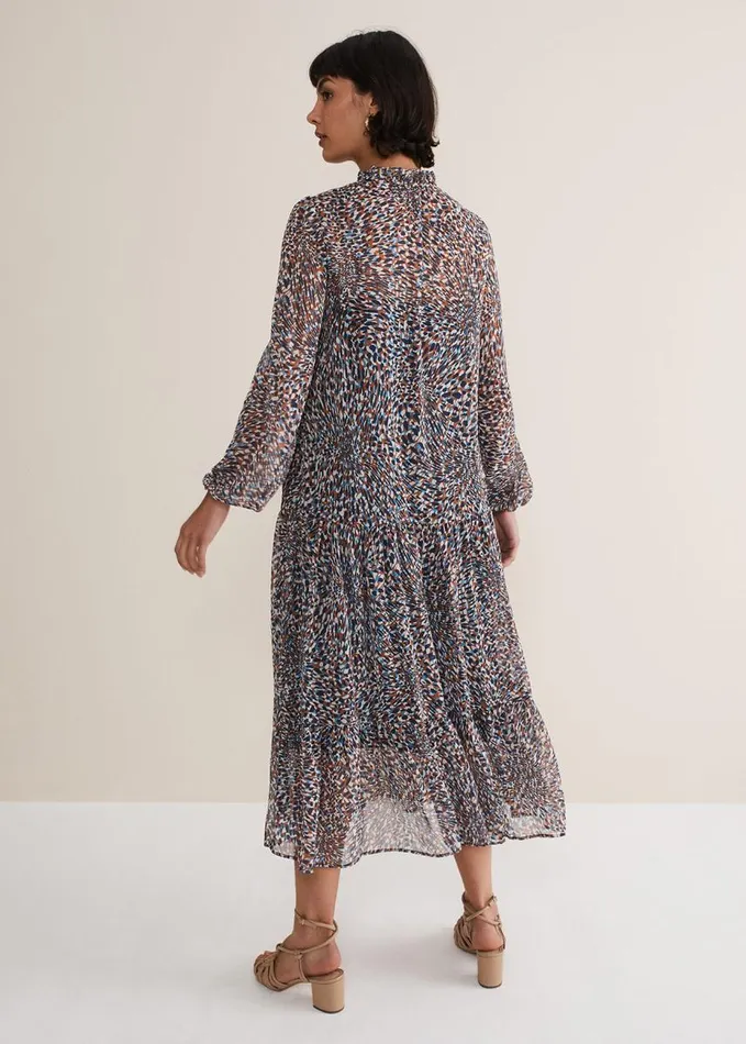 Phase Eight Penele Chiffon Midi Dress Black Women Dresses