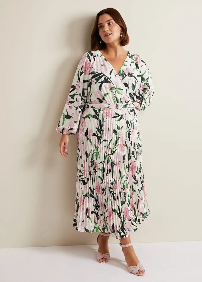 Phase Eight Penny Floral Pleat Midi Dress Multicoloured Women Dresses
