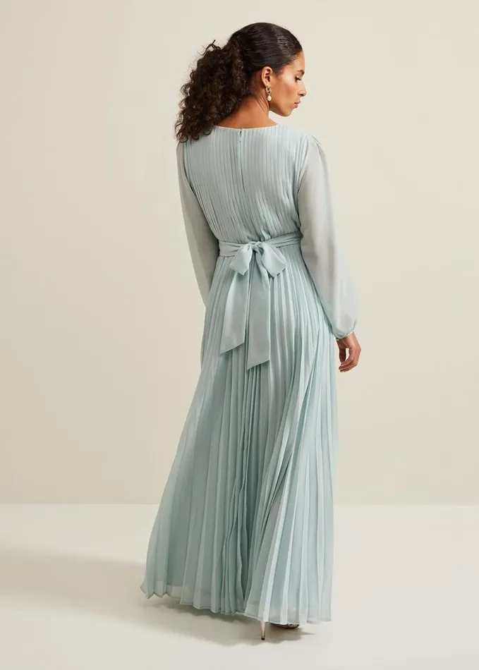 Phase Eight Petite Alecia Pleated Maxi Dress Pale Blue Women Dresses