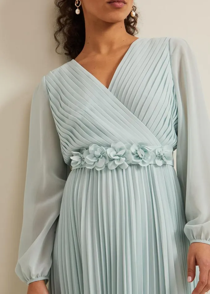 Phase Eight Petite Alecia Pleated Maxi Dress Pale Blue Women Dresses