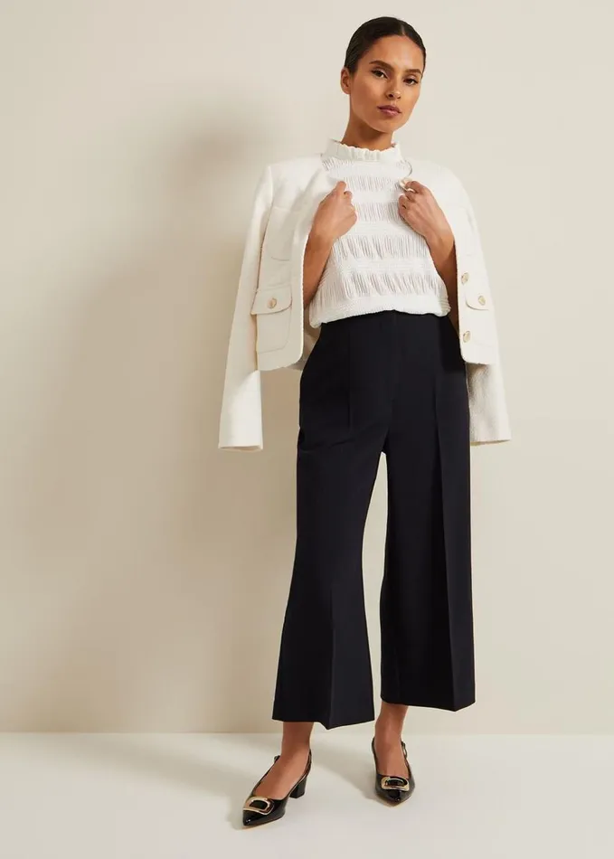 Phase Eight Petite Aubrielle Clean Crepe Culottes Navy Women Trousers