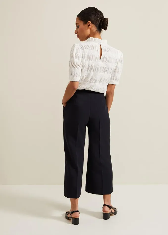 Phase Eight Petite Aubrielle Clean Crepe Culottes Navy Women Trousers