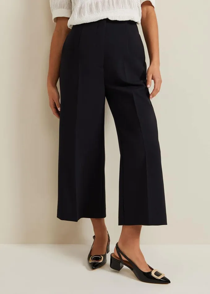 Phase Eight Petite Aubrielle Clean Crepe Culottes Navy Women Trousers