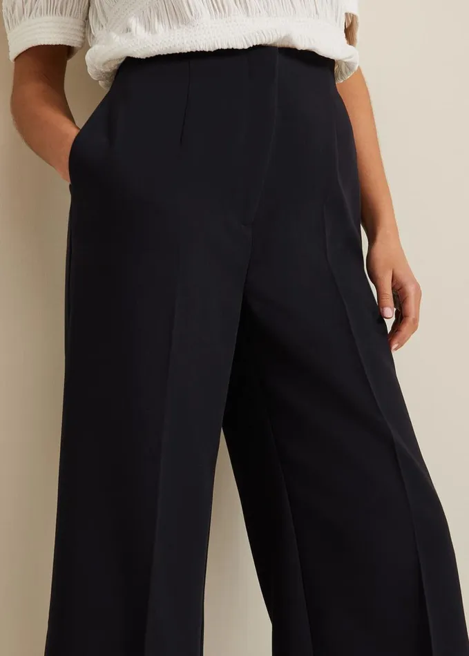 Phase Eight Petite Aubrielle Clean Crepe Culottes Navy Women Trousers