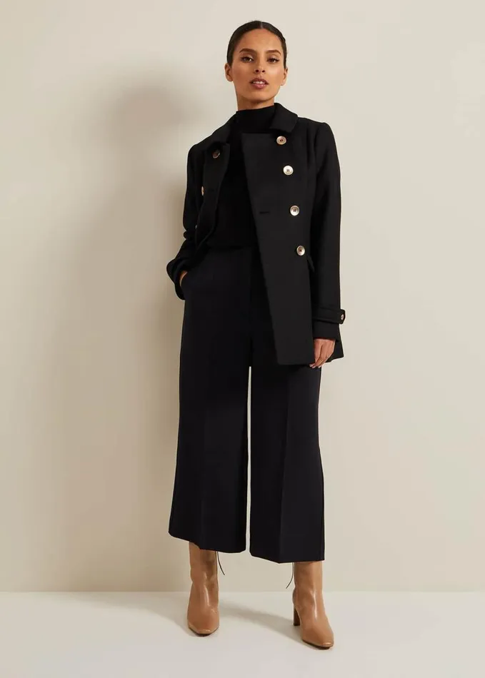Phase Eight Petite Aubrielle Clean Crepe Culottes Navy Women Trousers