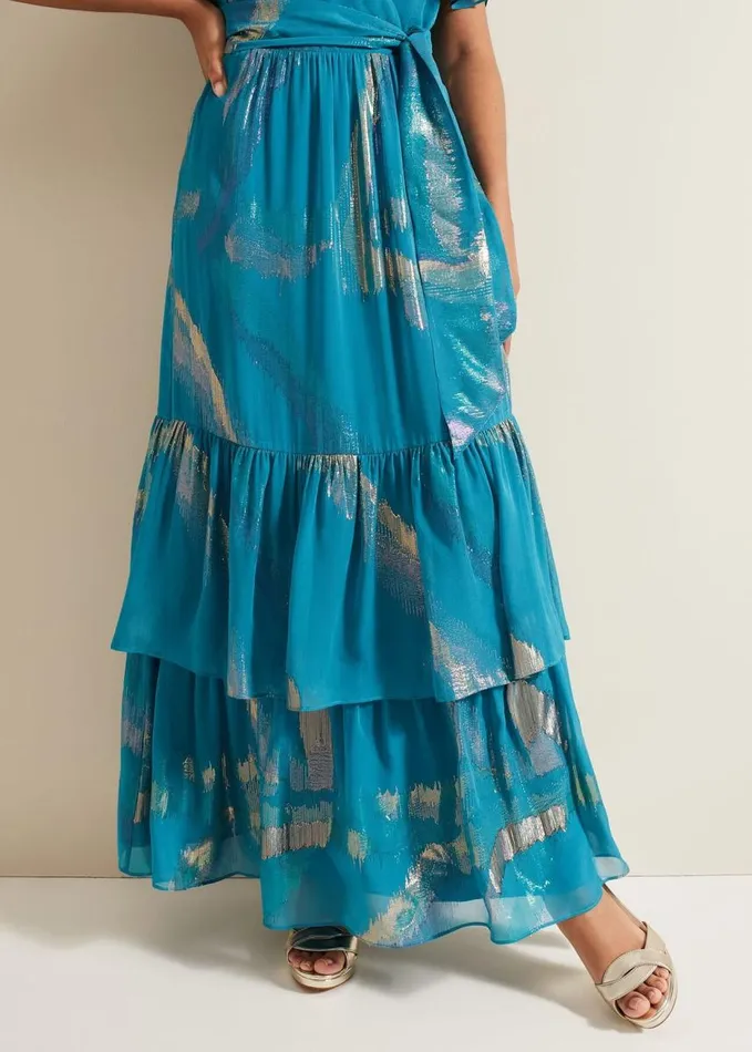 Phase Eight Petite Charissa Silk Maxi Dress Blue Women Dresses