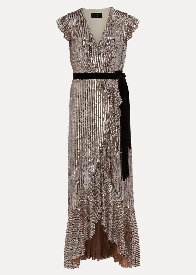 Phase Eight Petite Enja Sequin Maxi Dress Gold Women Dresses