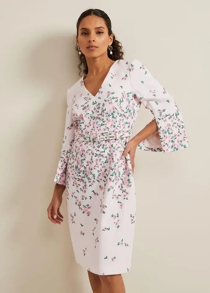 Phase Eight Petite Giovanna Floral Belted Dress Multicoloured Women Dresses