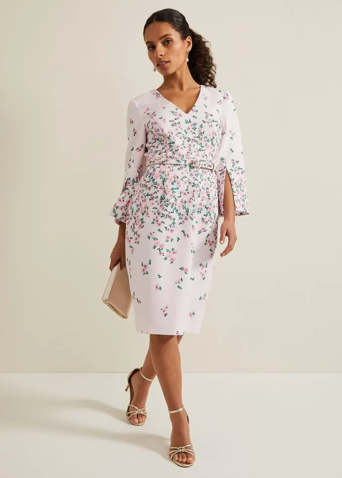 Phase Eight Petite Giovanna Floral Belted Dress Multicoloured Women Dresses