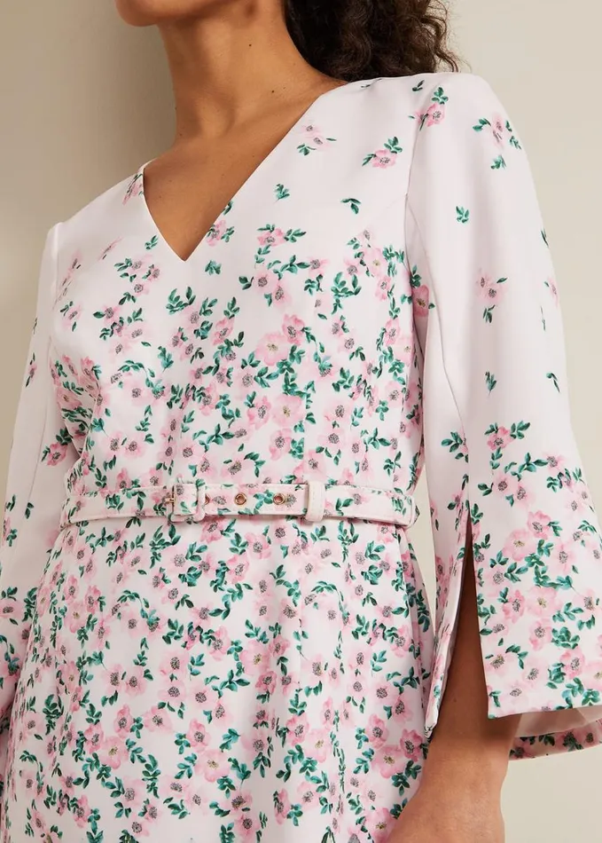 Phase Eight Petite Giovanna Floral Belted Dress Multicoloured Women Dresses