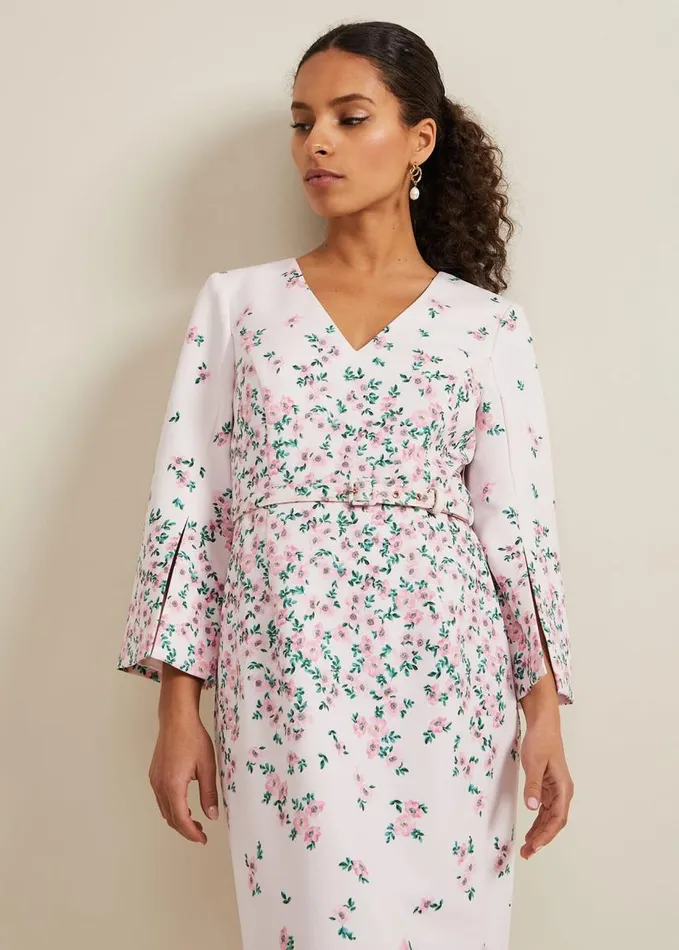 Phase Eight Petite Giovanna Floral Belted Dress Multicoloured Women Dresses