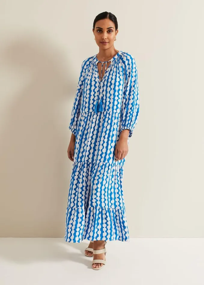 Phase Eight Petite Lara Midaxi Dress Blueivory Women Petite Dresses
