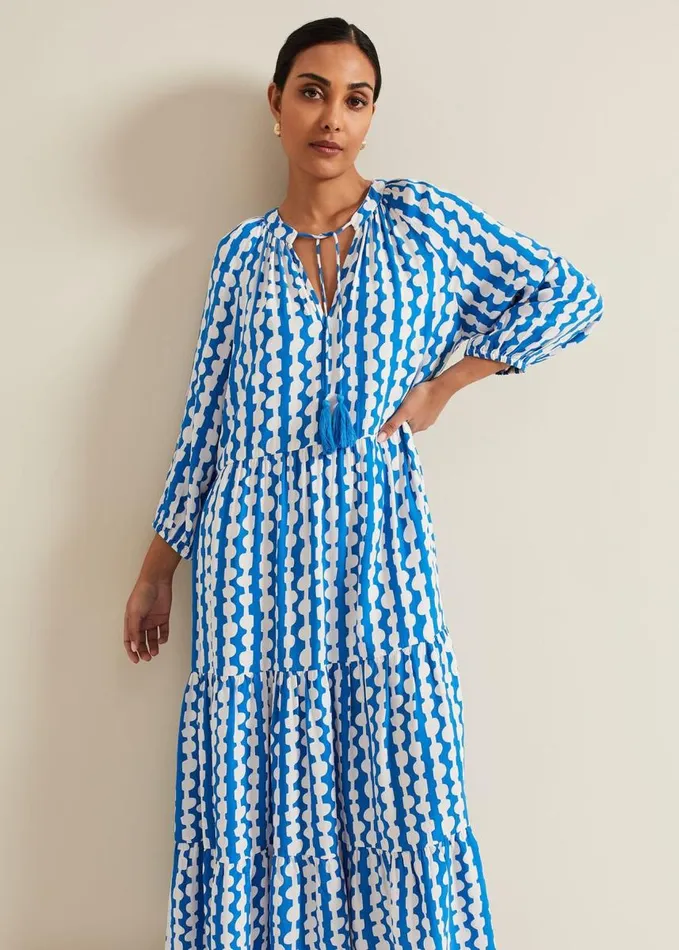 Phase Eight Petite Lara Midaxi Dress Blueivory Women Petite Dresses
