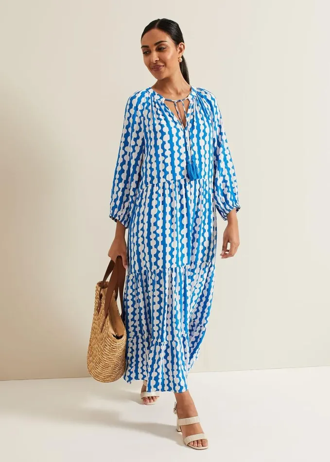 Phase Eight Petite Lara Midaxi Dress Blueivory Women Petite Dresses