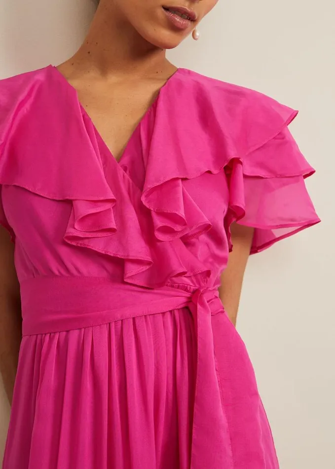 Phase Eight Petite Mabelle Organza Maxi Dress Fuchsia Women Dresses