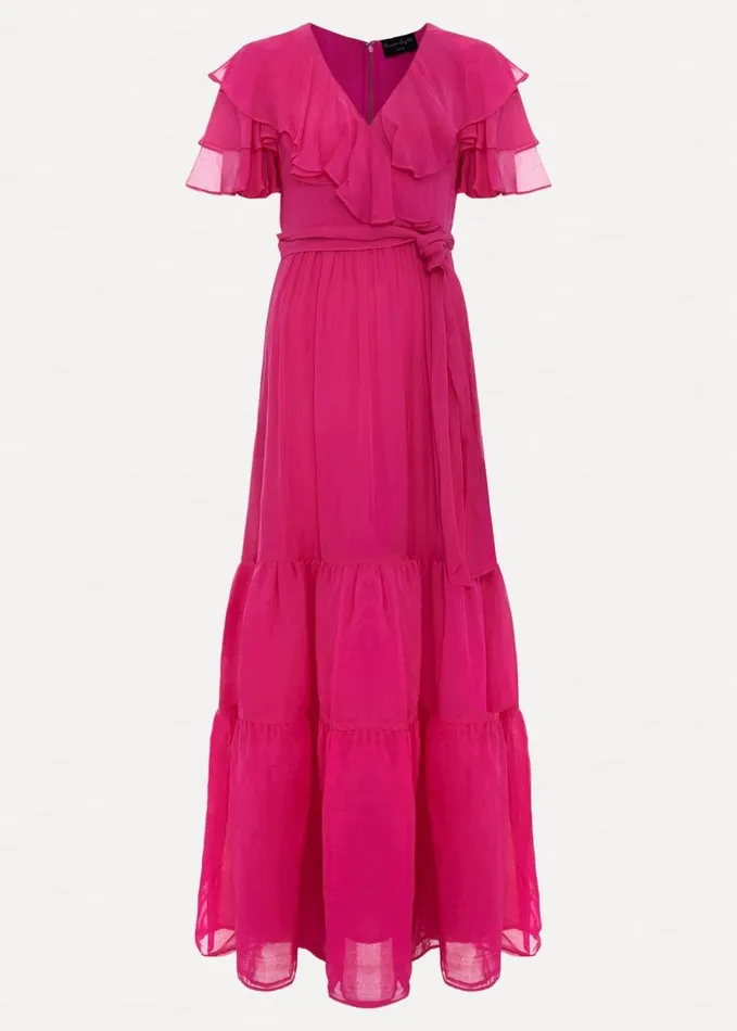 Phase Eight Petite Mabelle Organza Maxi Dress Fuchsia Women Dresses