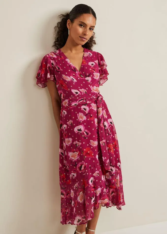 Phase Eight Petite Nadine Ruffle Print Dress Multicoloured Women Dresses