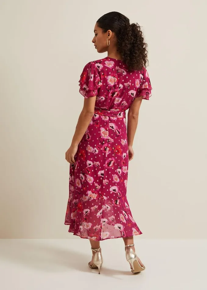 Phase Eight Petite Nadine Ruffle Print Dress Multicoloured Women Dresses