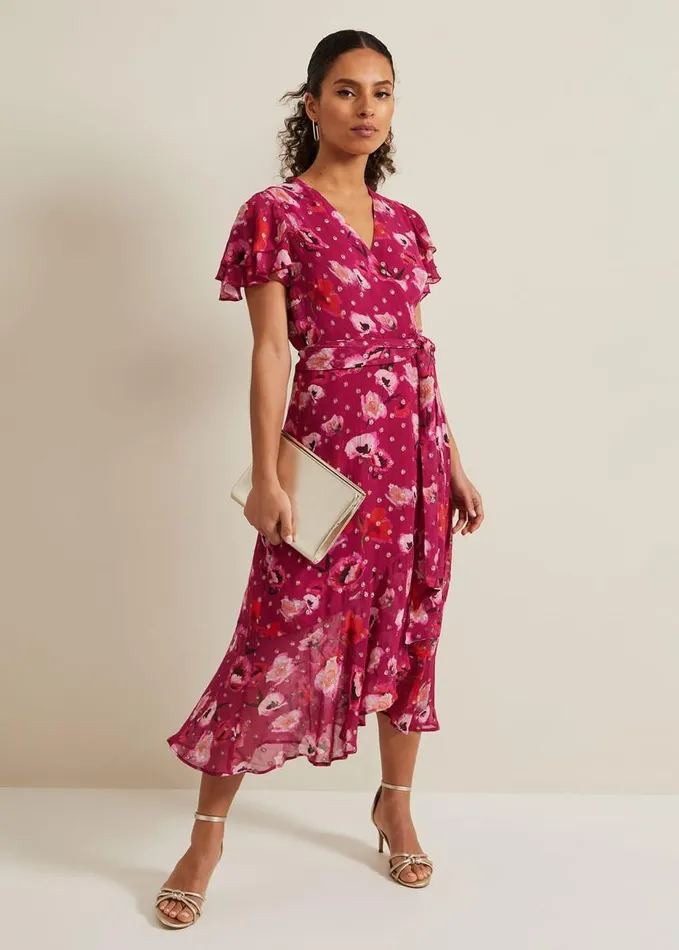 Phase Eight Petite Nadine Ruffle Print Dress Multicoloured Women Dresses