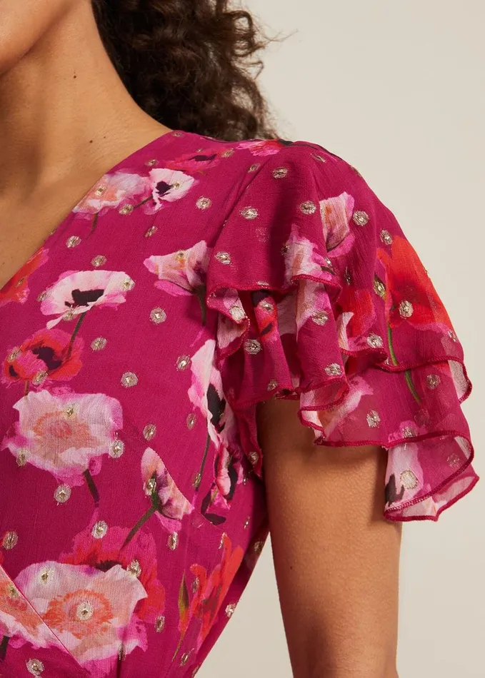 Phase Eight Petite Nadine Ruffle Print Dress Multicoloured Women Dresses