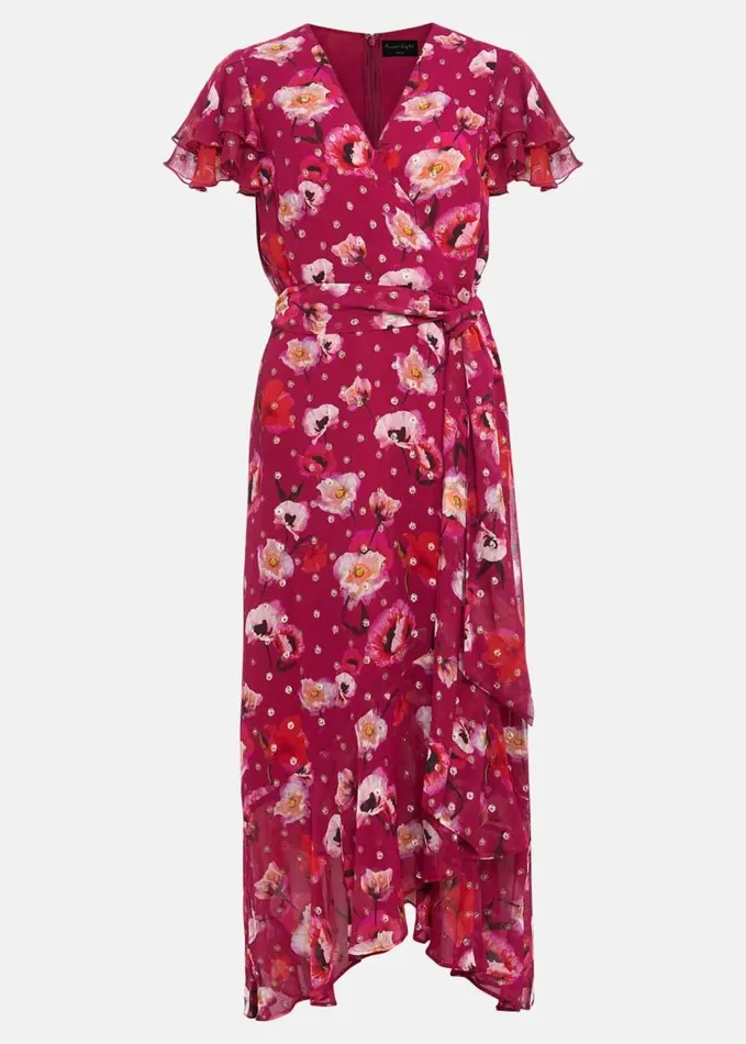 Phase Eight Petite Nadine Ruffle Print Dress Multicoloured Women Dresses