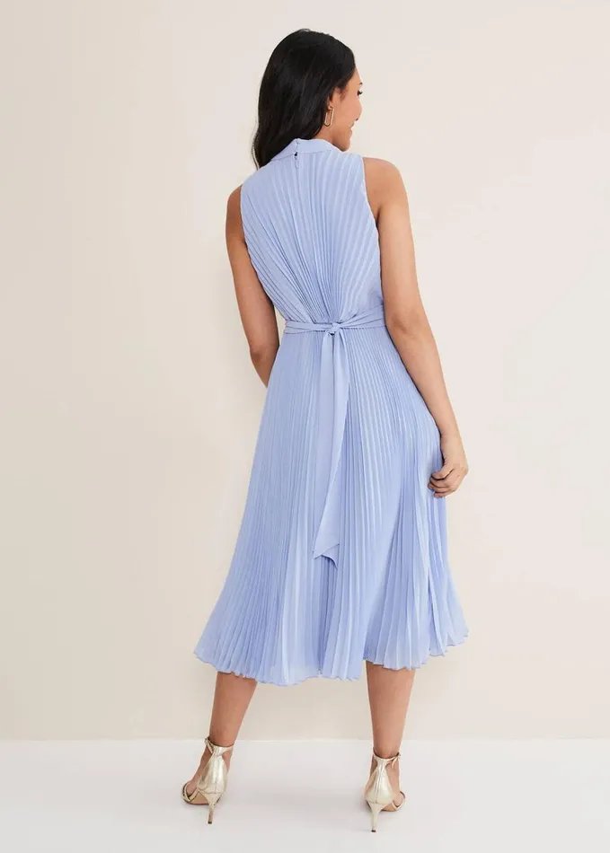 Phase Eight Petite Simara Pleated Midi Dress Cornflower Women Dresses