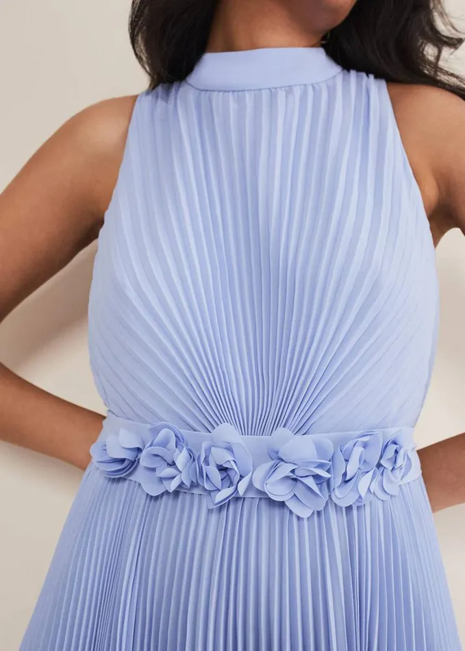 Phase Eight Petite Simara Pleated Midi Dress Cornflower Women Dresses