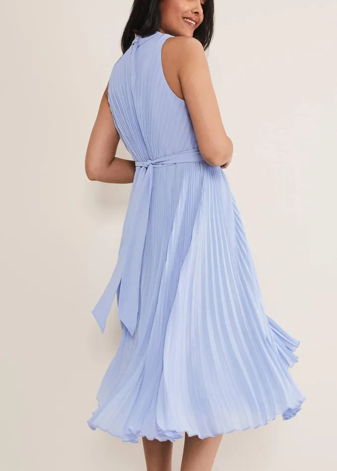Phase Eight Petite Simara Pleated Midi Dress Cornflower Women Dresses