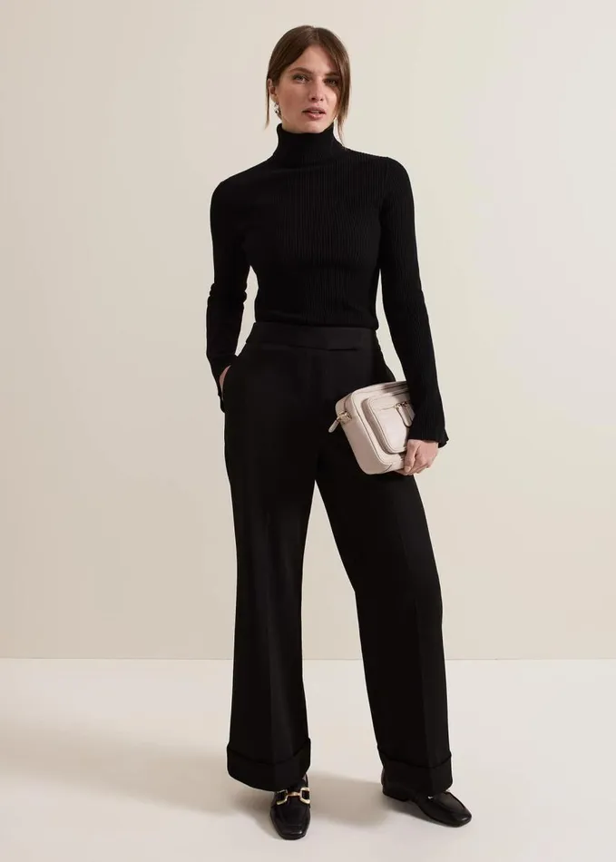 Phase Eight Petite Trixie Turn Up Hem Trouser Black Women Trousers