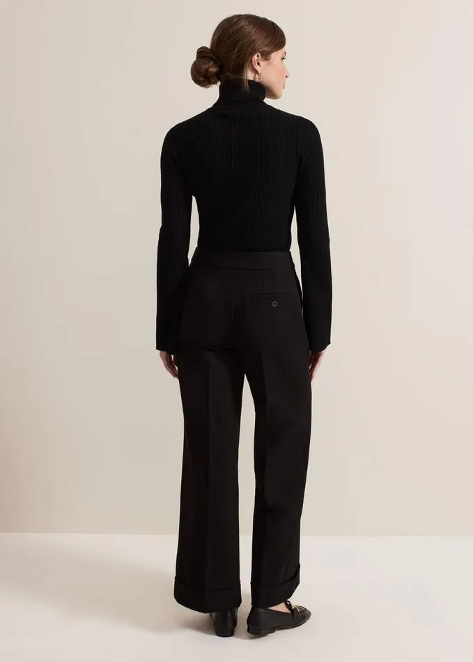 Phase Eight Petite Trixie Turn Up Hem Trouser Black Women Trousers