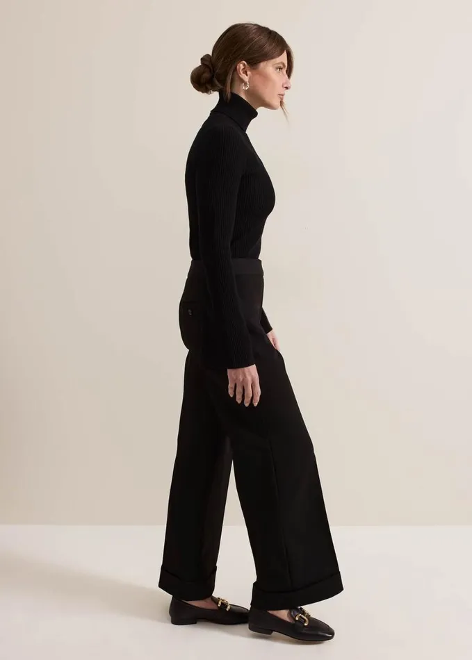 Phase Eight Petite Trixie Turn Up Hem Trouser Black Women Trousers
