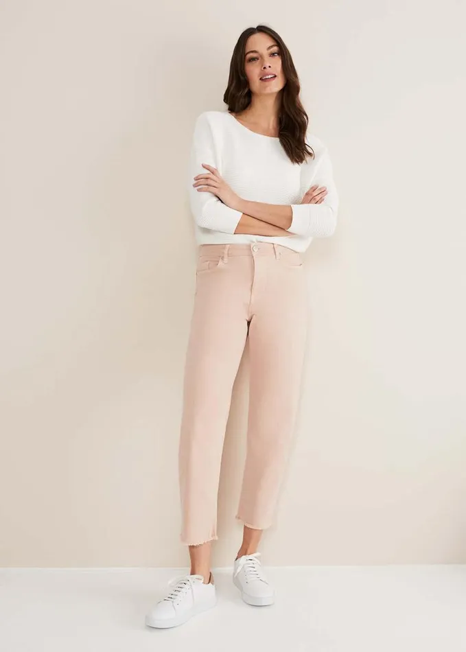 Phase Eight Petra Raw Hem Straight Leg Jean Pink Women Trousers