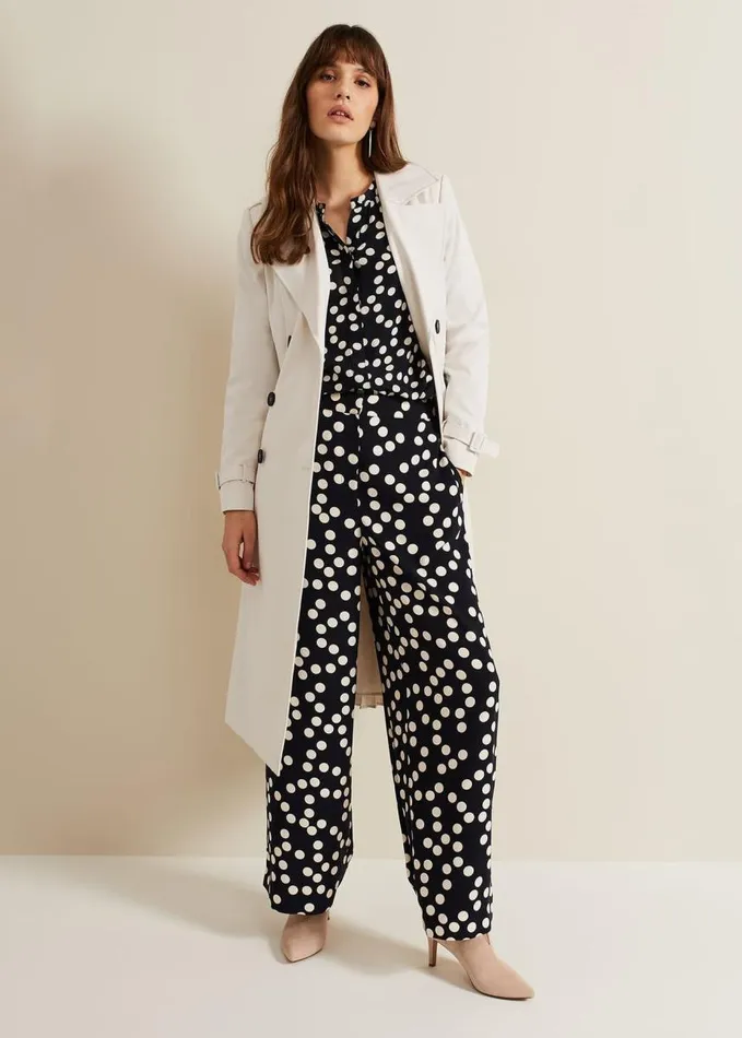 Phase Eight Peyton Polka Dot Frill Blouse Navy Women Shirts and Blouses