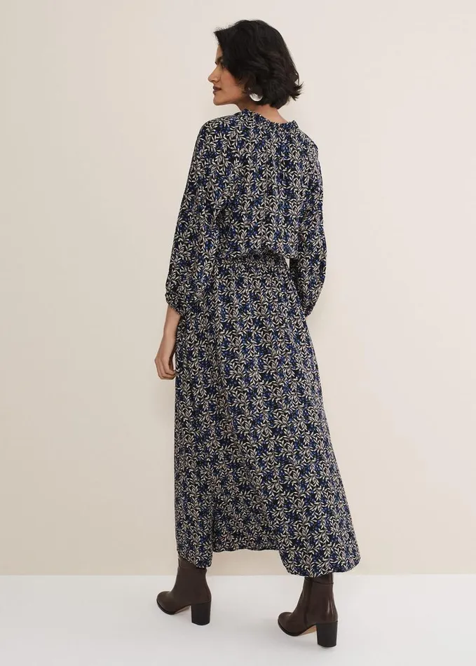 Phase Eight Phillipa Poppy Midi Dress Navy Women Dresses