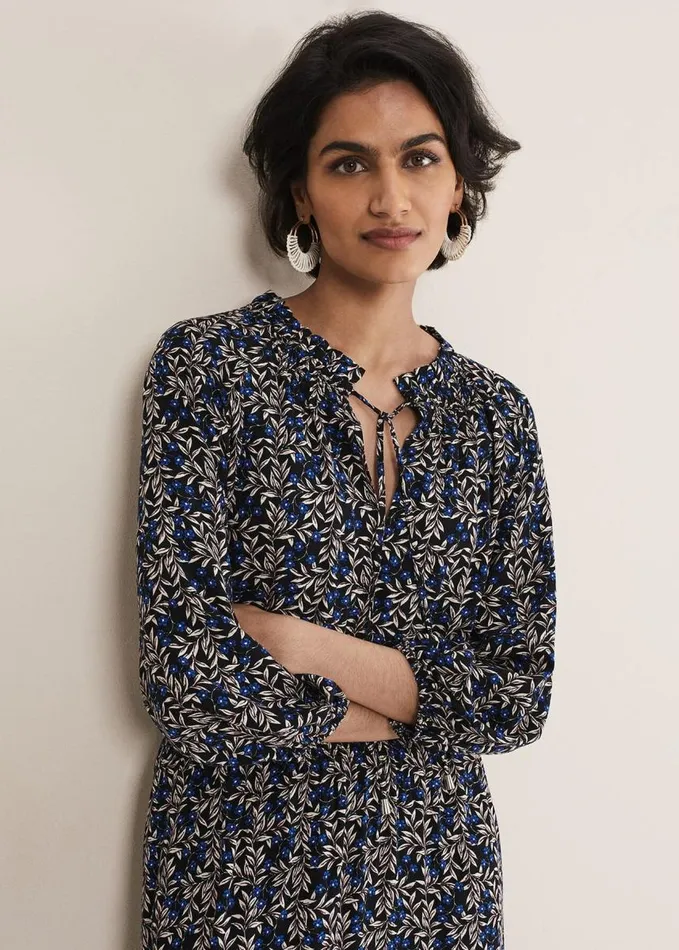 Phase Eight Phillipa Poppy Midi Dress Navy Women Dresses